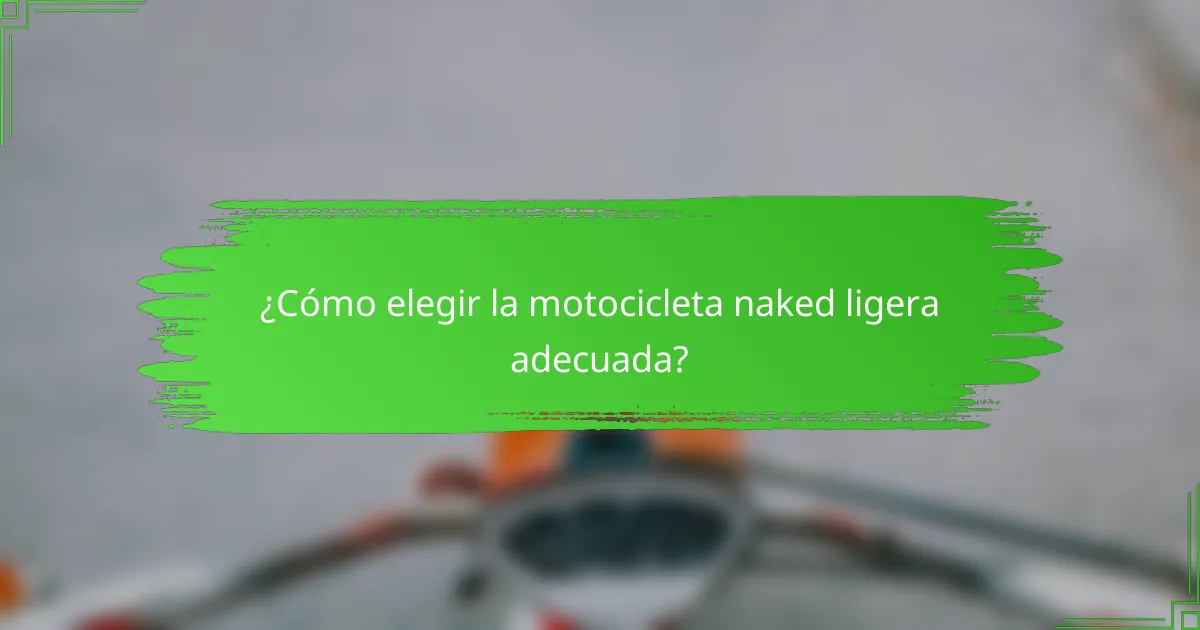 ¿Cómo elegir la motocicleta naked ligera adecuada?