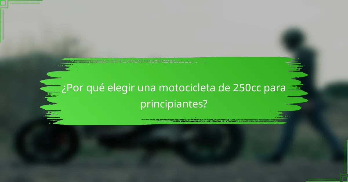 ¿Por qué elegir una motocicleta de 250cc para principiantes?