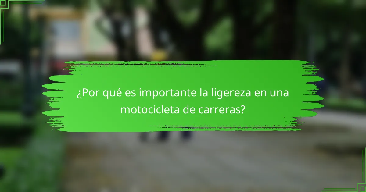 ¿Por qué es importante la ligereza en una motocicleta de carreras?