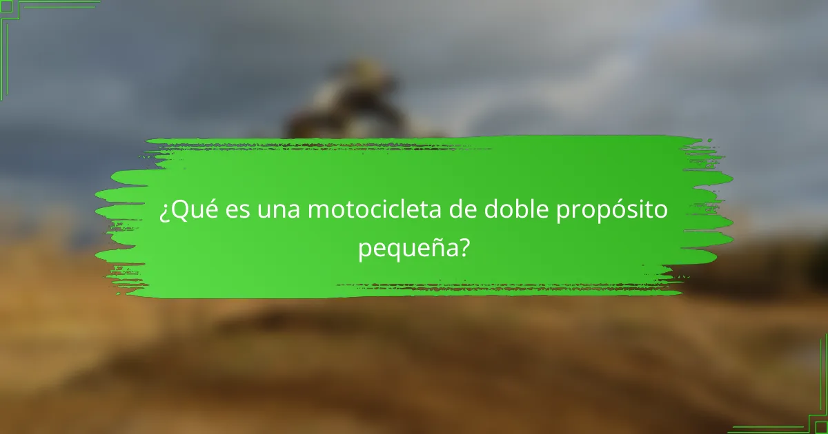 ¿Qué es una motocicleta de doble propósito pequeña?